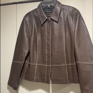 Brown light weight leather with light stitching